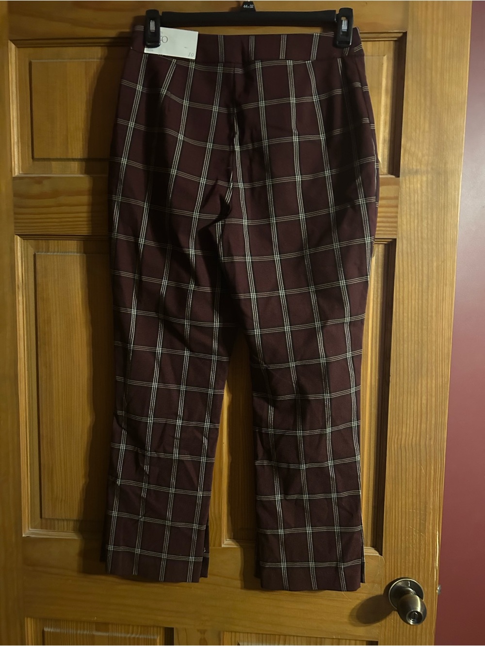 Cato Burgundy Plaid Trousers with Windowpane Check - Picture 2 of 4